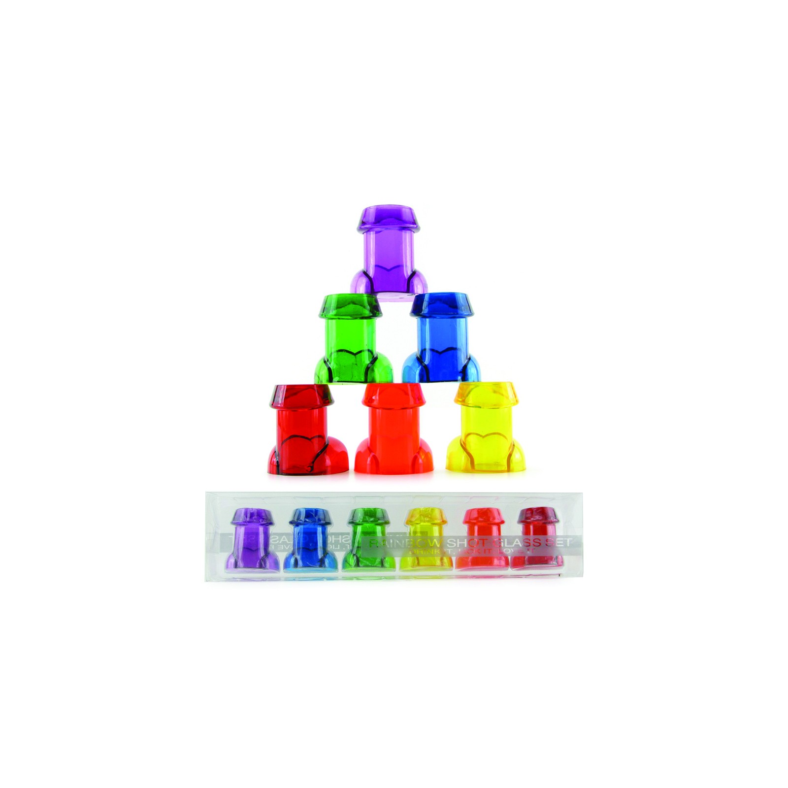 Rainbow Penis Shot Glass Set Fun Party Accessory