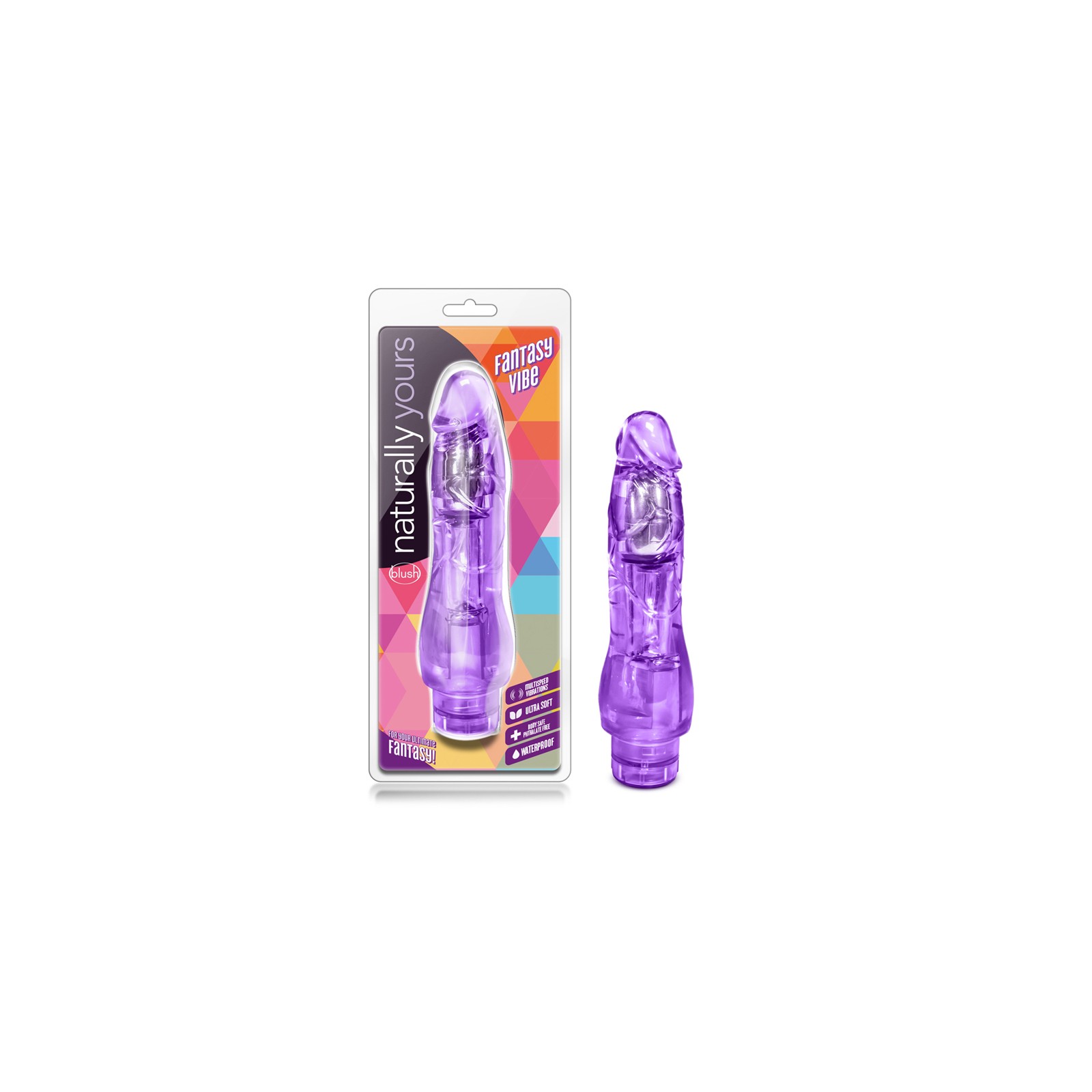 Naturally Yours Fantasy Vibe 8.5 in. Vibrating Dildo Purple