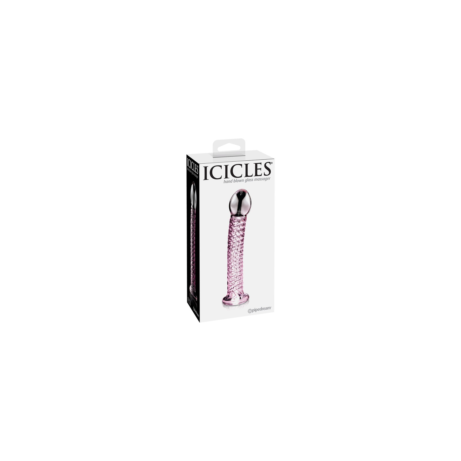 Dildo de Vidrio Curvado Texturizado Icicles No. 53 Rosa