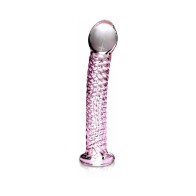 Dildo de Vidrio Curvado Texturizado Icicles No. 53 Rosa