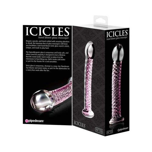 Dildo de Vidrio Curvado Texturizado Icicles No. 53 Rosa