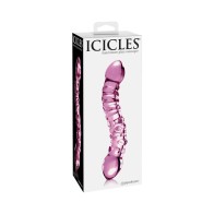 Dildo Doble Punto de Vidrio Icicles No. 55 Rosa