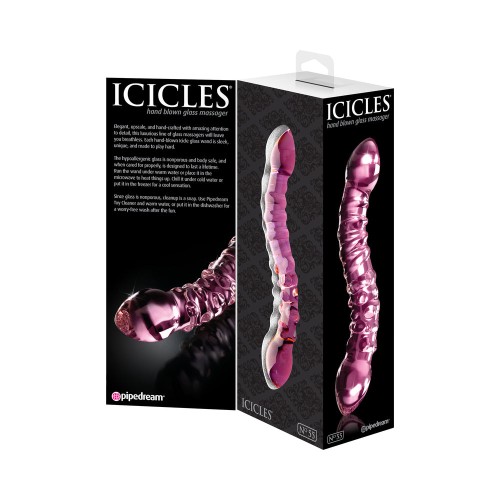 Dildo Doble Punto de Vidrio Icicles No. 55 Rosa