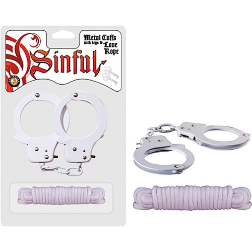 Sinful Metal Cuffs with Keys and Love Rope for Adventure