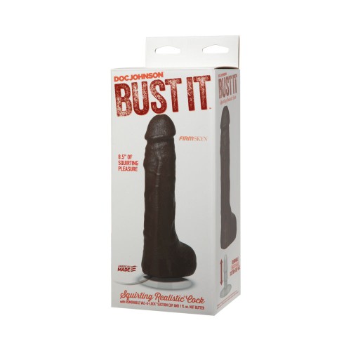 Bust It Squirting Realistic Cock Black with 1oz Nut Butter