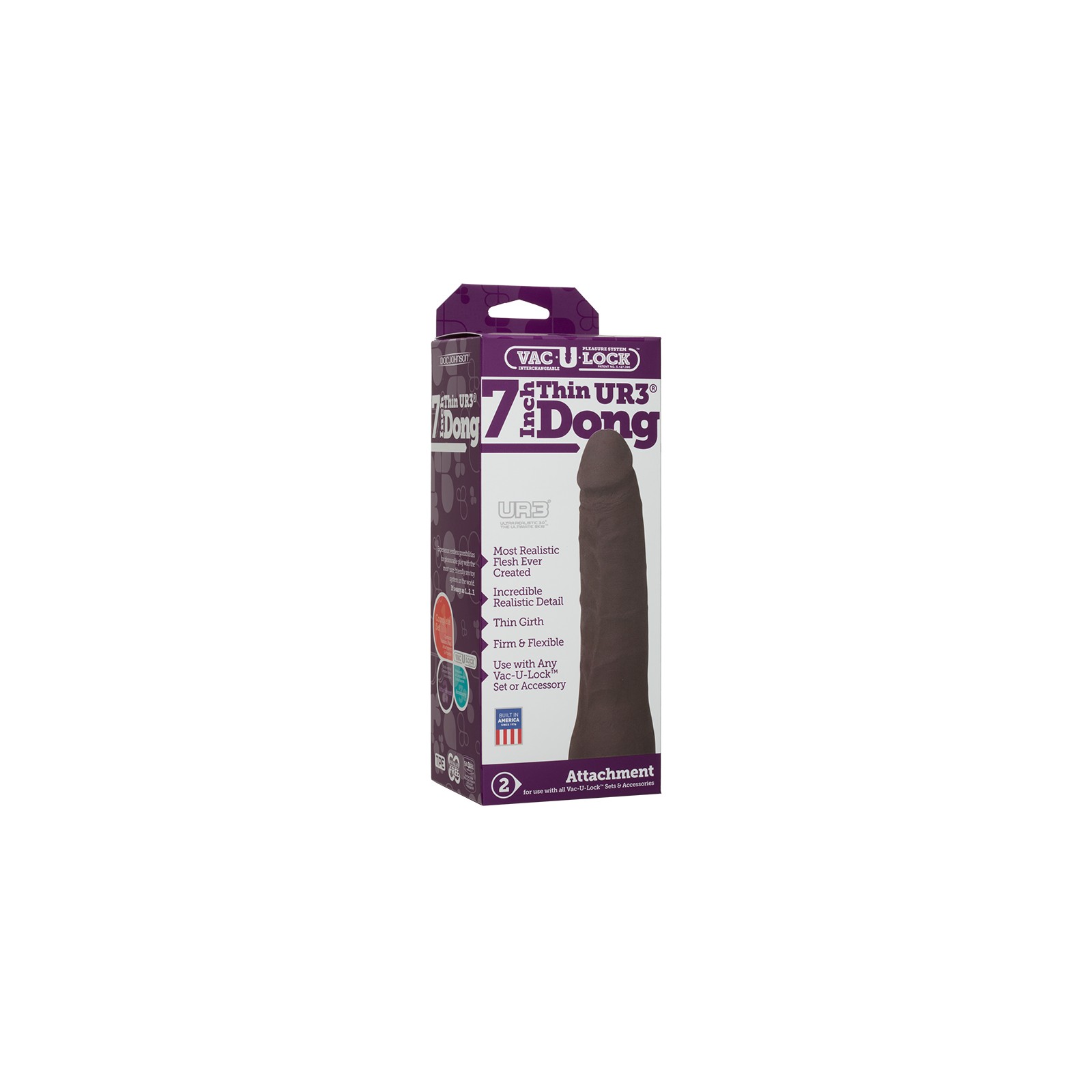 Dong Thin de 7 Pulgadas Vac-U-Lock para Placer Intenso