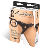 Lux Fetish Black Velvet Bikini Strap-On Harness