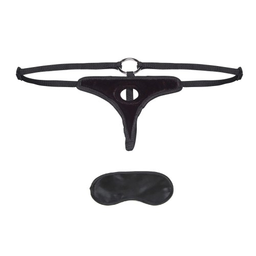 Lux Fetish Black Velvet Bikini Strap-On Harness