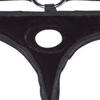 Lux Fetish Black Velvet Bikini Strap-On Harness