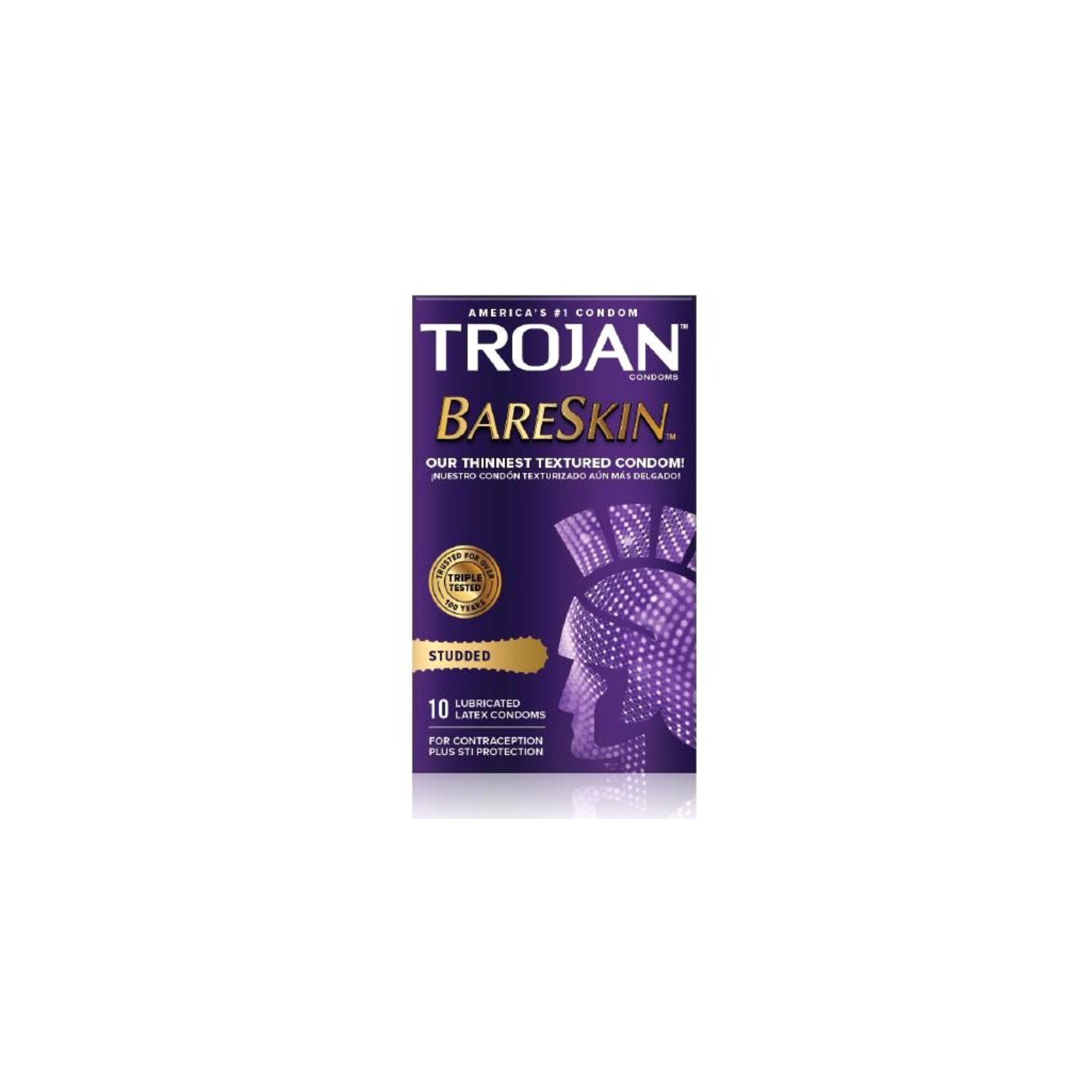 Condones Trojan Studded Bareskin - Paquete de 10