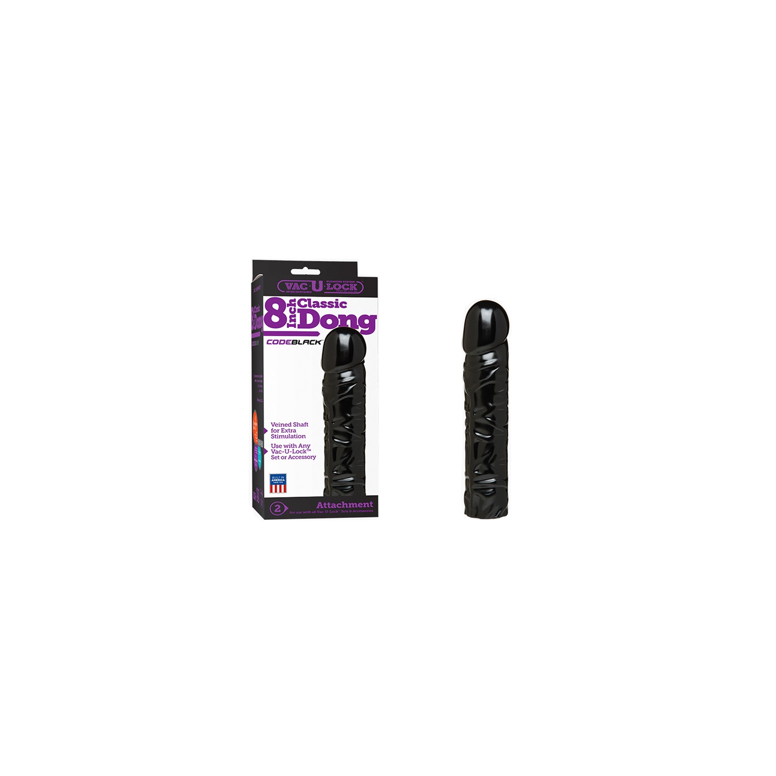 Dildo Clásico Vac-U-Lock 8in CODEBLACK