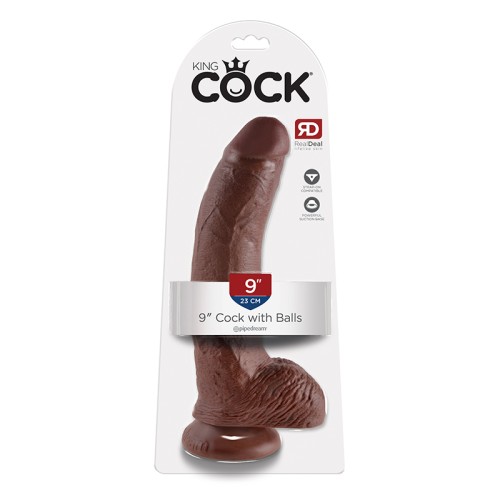 Dildo Realista de 9 in. King Cock con Ventosa Marrón