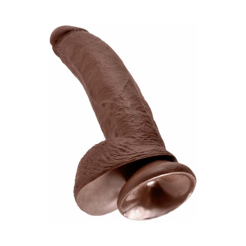 Dildo Realista de 9 in. King Cock con Ventosa Marrón