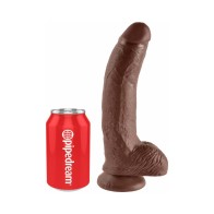 Dildo Realista de 9 in. King Cock con Ventosa Marrón