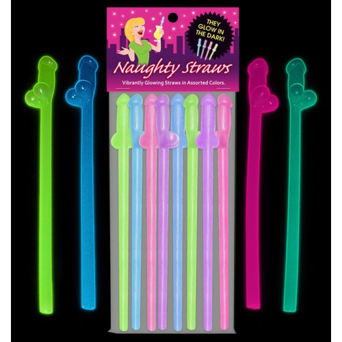 Glow-in-the-Dark Naughty Straws - Pack of 8