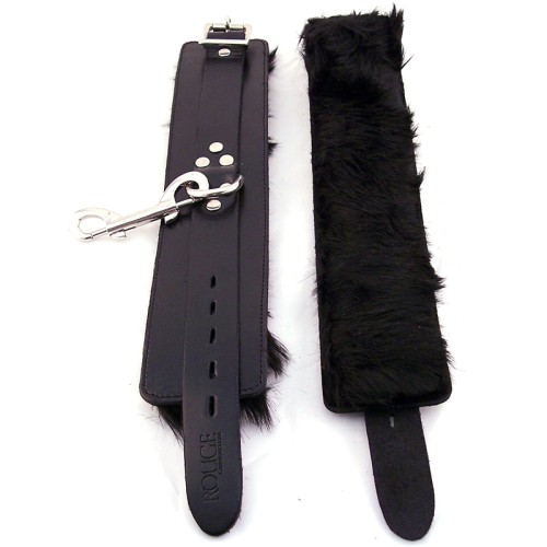 Rouge Fur Lined Wrist Cuffs Black