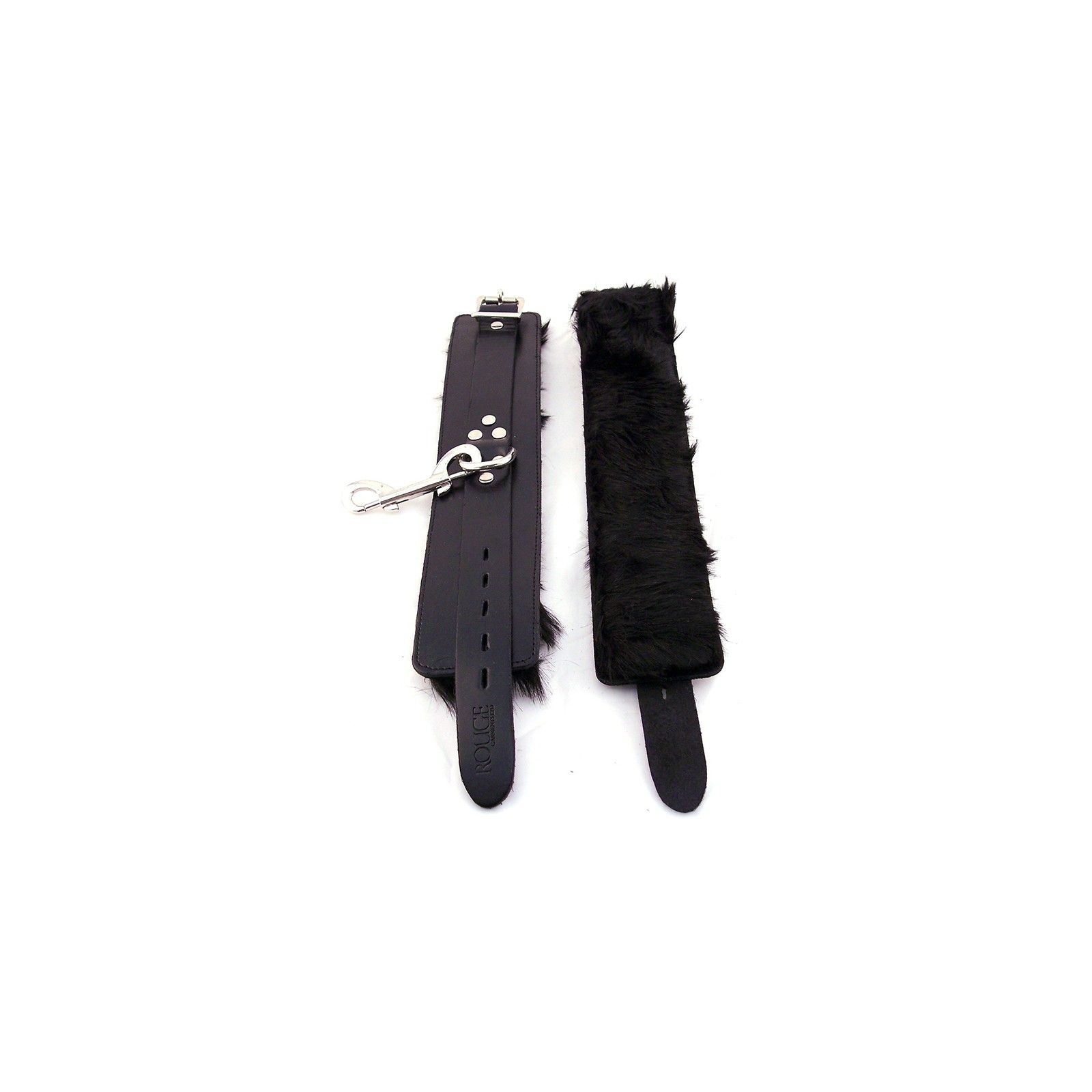 Rouge Fur Lined Wrist Cuffs Black