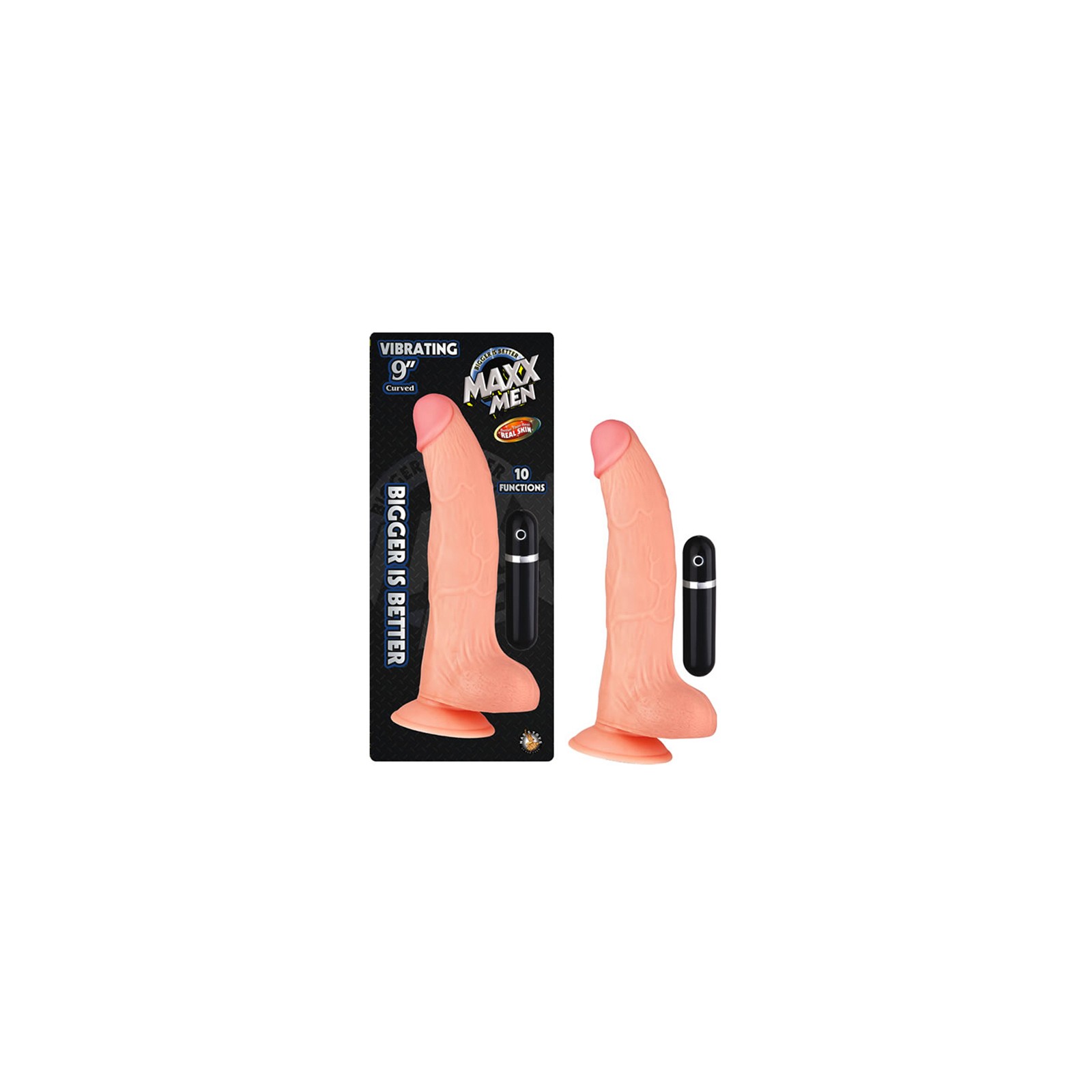 Maxx Men Vibrating 9in. Real Skin Curved Dong