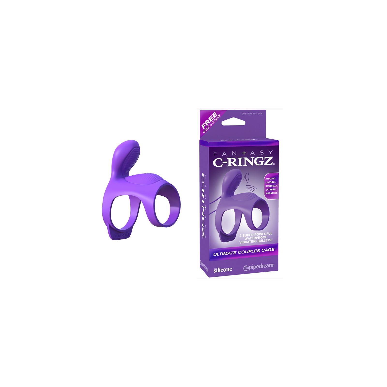 Pipedream Fantasy C-Ringz Ultimate Couples Cage Vibrating Cock Sheath Purple