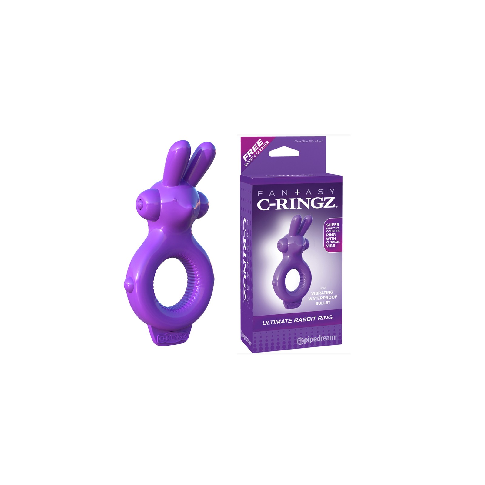 Pipedream Fantasy C-Ringz Vibrating Ultimate Rabbit Ring With Ears Purple