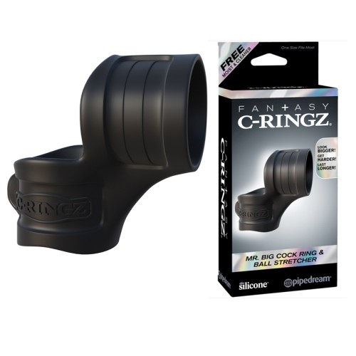 Pipedream Fantasy C-Ringz Mr. Big Cock Ring & Ball Stretcher Silicone Sling Black