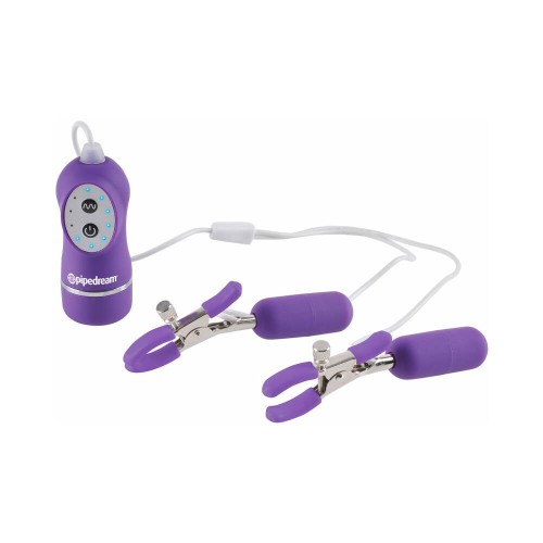 Pipedream 10-Function Vibrating Nipple Clamps Purple