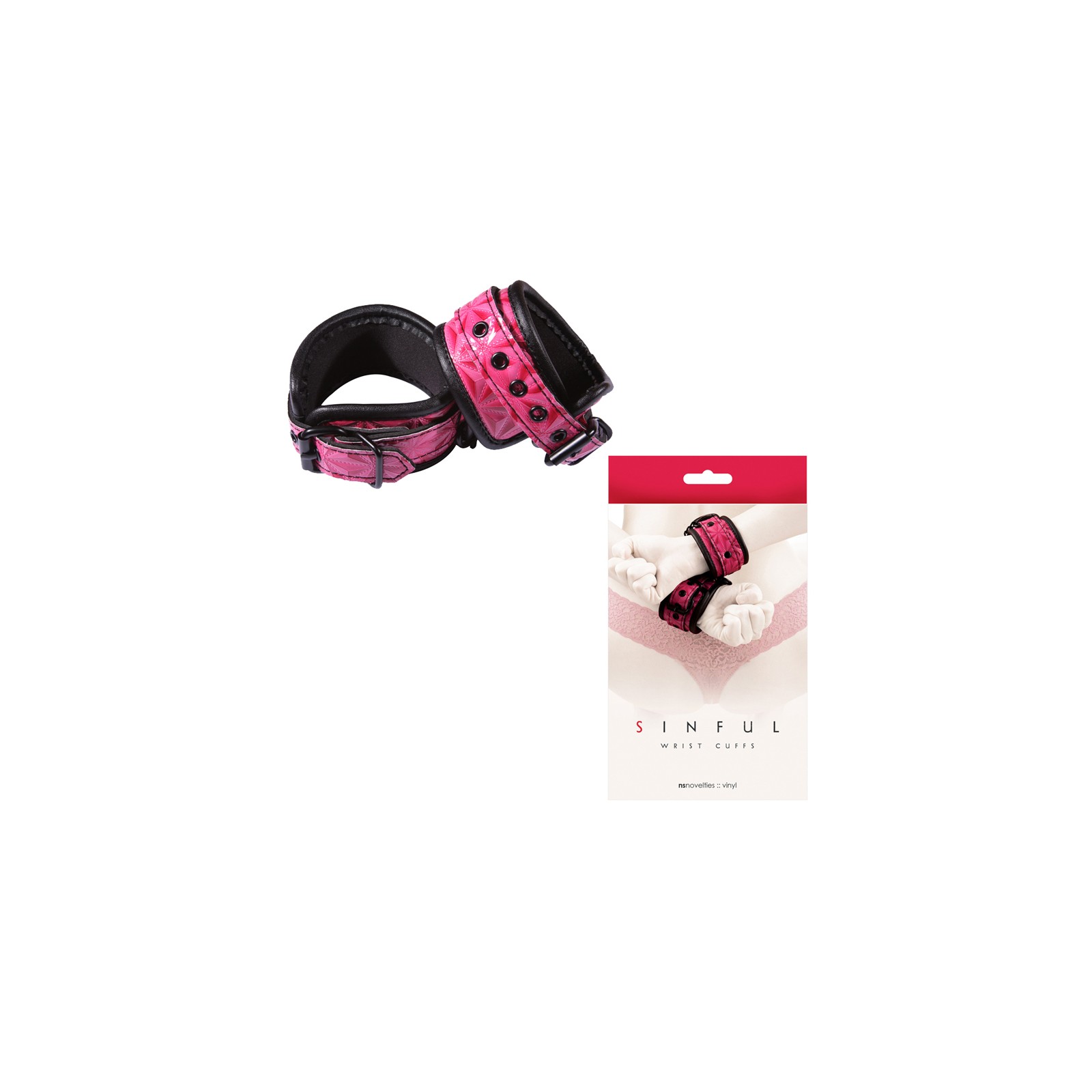 Sinful Vinyl Wrist Cuffs Pink