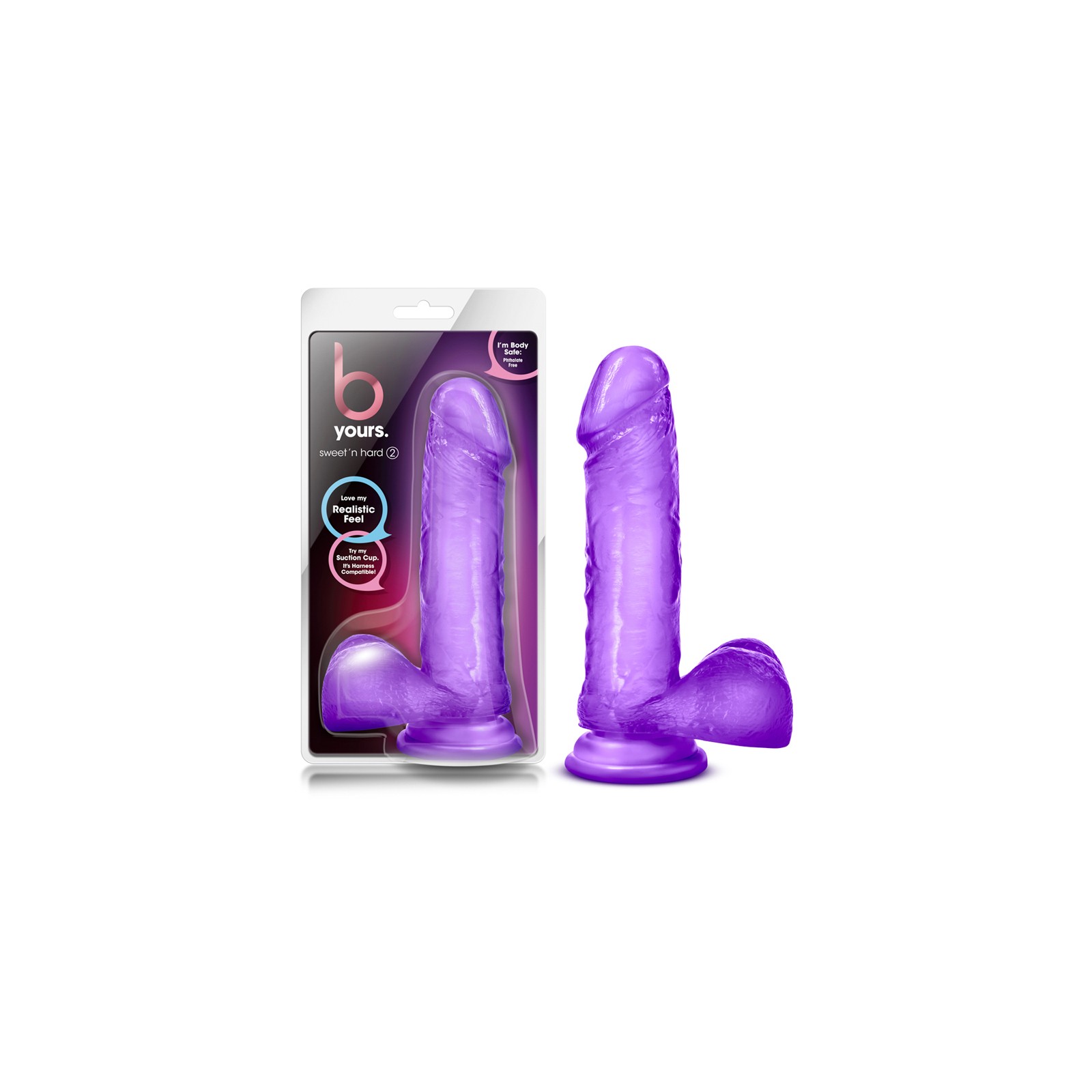 B Yours Sweet 'n Hard 2 Realistic Dildo with Balls Purple