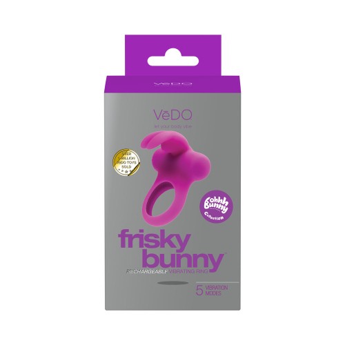 Anillo Vibrador Recargable VeDO Frisky Bunny - Púrpura Perfecto