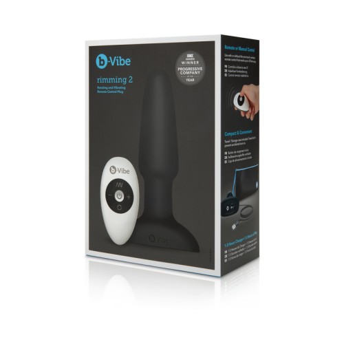 b-Vibe Rimming 2 Plug Anal Rotatorio y Vibrante con Control Remoto Negro