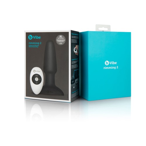 b-Vibe Rimming 2 Plug Anal Rotatorio y Vibrante con Control Remoto Negro