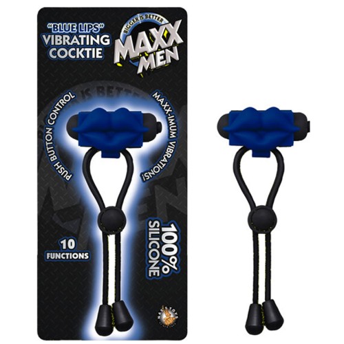 Maxx Men Blue Lips Vibrating Cocktie Lasso/Bolo 10 Function Waterproof Blue