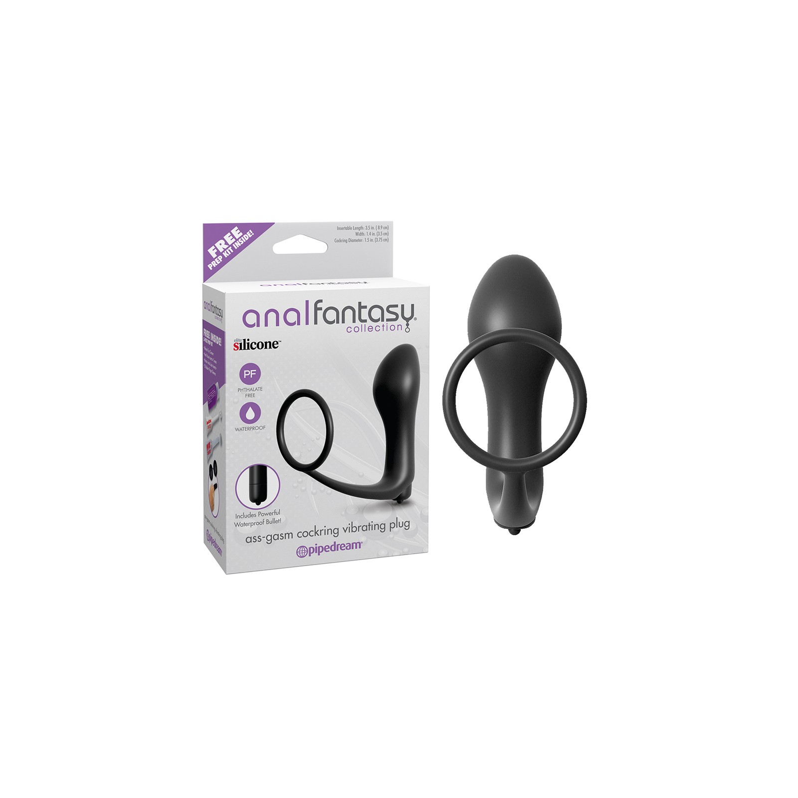 Colección Anal Fantasy Ass-Gasm Anillo Vibrador y Plug Negro