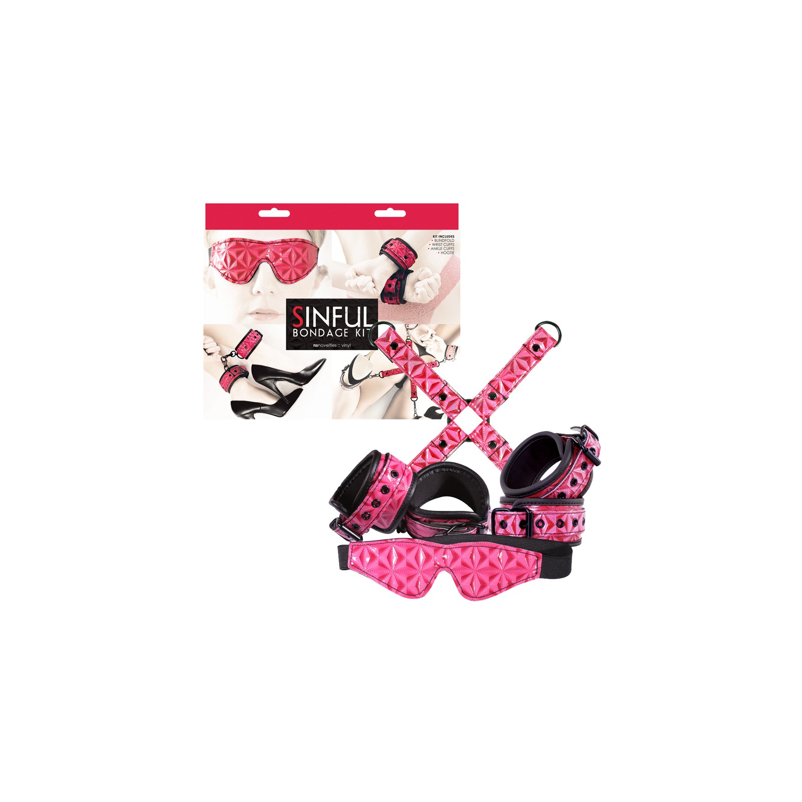 Kit de Bondage de Vinilo Sinful Rosa