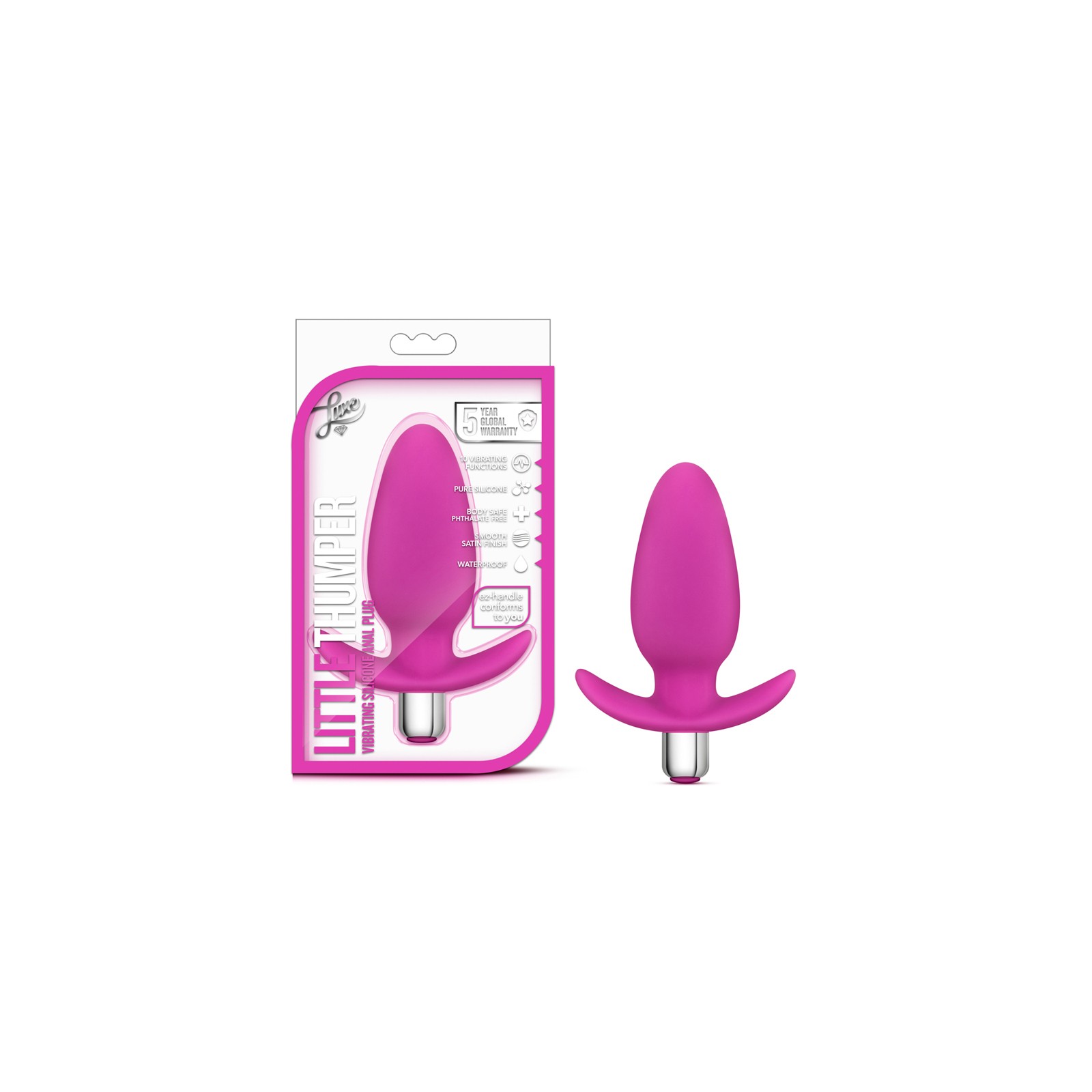 Luxe Little Thumper Vibrating Silicone Anal Plug Pink