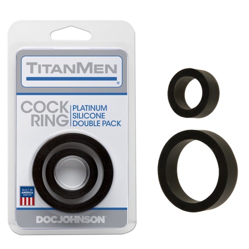 Pack de Anillos para El Pene Titanmen Silicone Platinum Negro