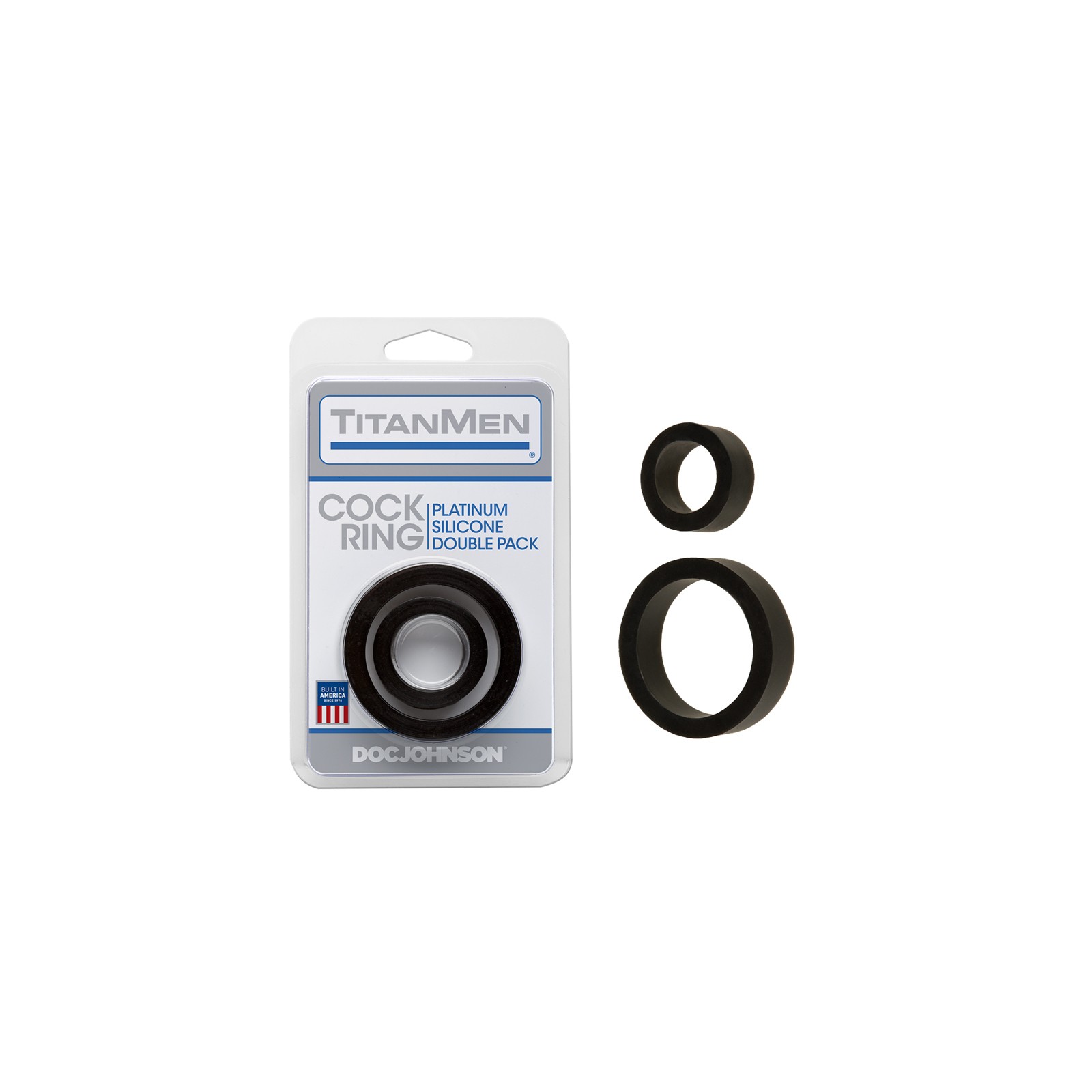 Titanmen Platinum Silicone Double Cock Ring Pack Black