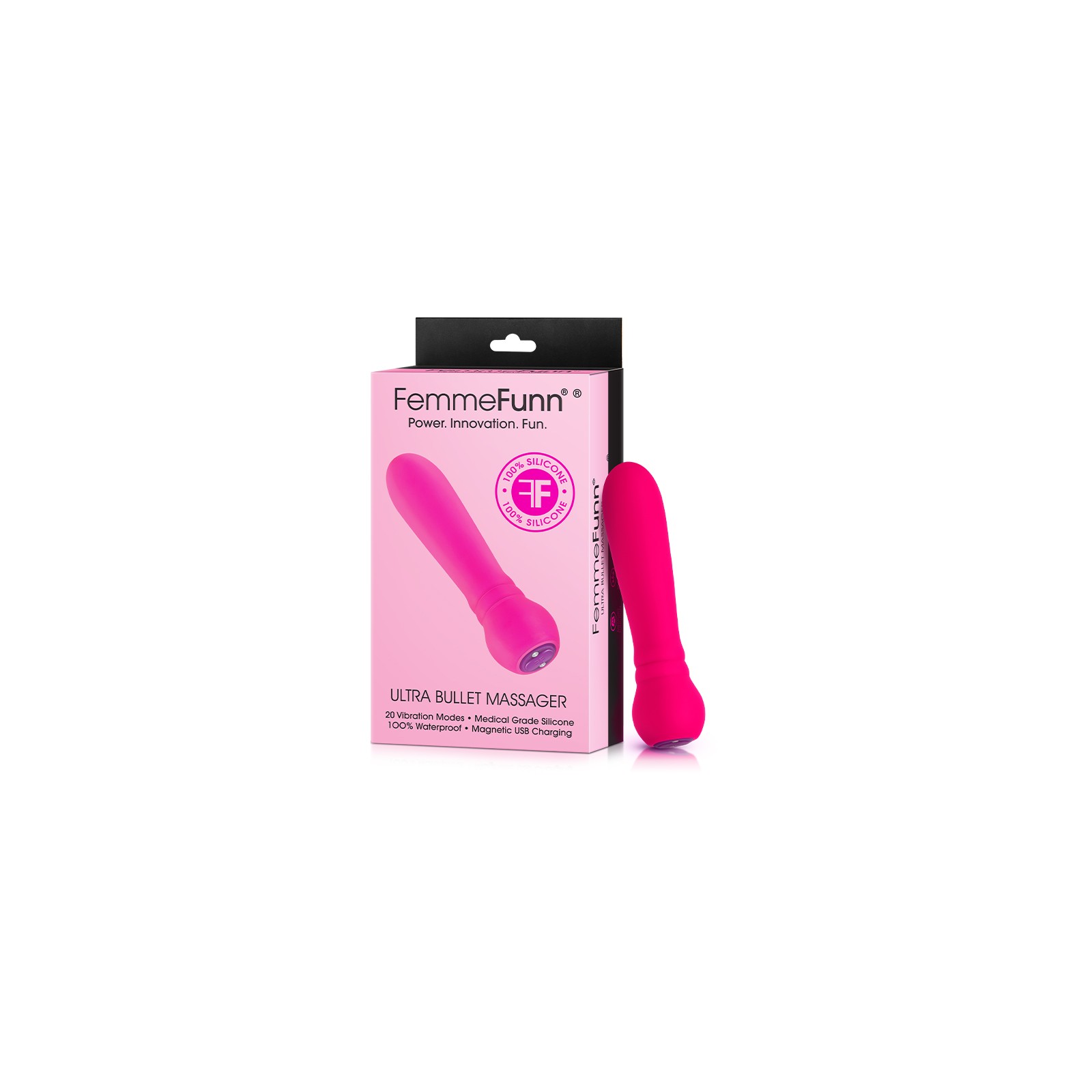 FemmeFunn Ultra Bullet Massager Rechargeable Silicone Vibrator Pink