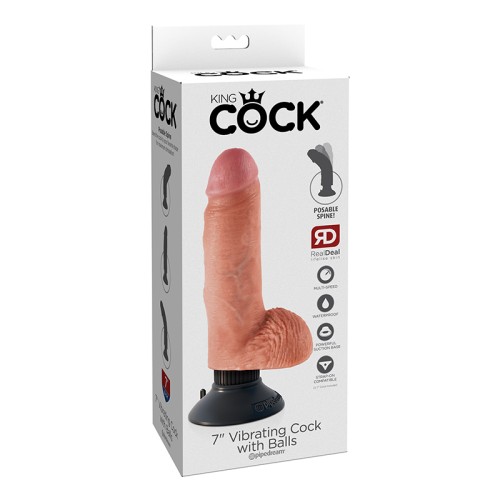 Pipedream King Cock 7 in. Vibrating Cock Dildo Beige