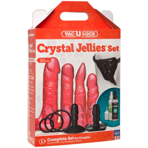 Vac-U-Lock Crystal Jellies Set Rosa con Arnés Ajustable