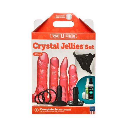 Vac-U-Lock Crystal Jellies Set Rosa con Arnés Ajustable