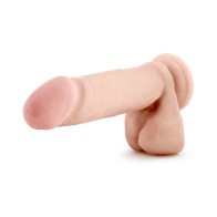 Dildo Doble Densidad de 8 in. Poseable Au Naturel con Bolas Beige