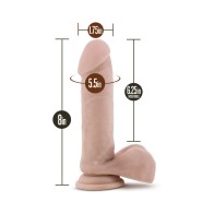 Dildo Doble Densidad de 8 in. Poseable Au Naturel con Bolas Beige