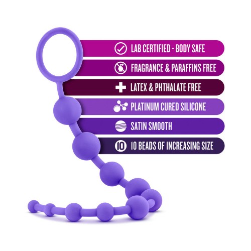 Luxe Silicone 10 Beads for Anal Play Purple - Safe and Smooth