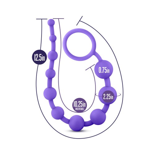 Luxe Silicone 10 Beads for Anal Play Purple - Safe and Smooth