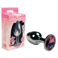 El 9's Comenzador de Plata Plug de Acero Inoxidable con Joyas Rosa