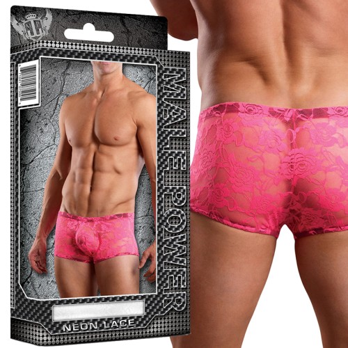 Mini Shorts Neon de Encaje Hot Pink M Male Power