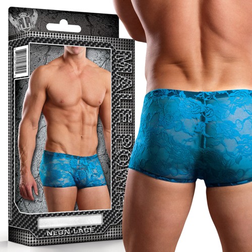 Mini Short de Encaje Neón Turquesa para Hombre Small