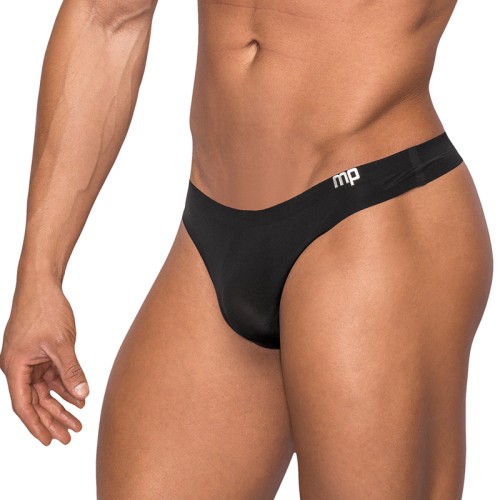 Male Power Seamless Sleek Thong with Sheer Pouch Black SM