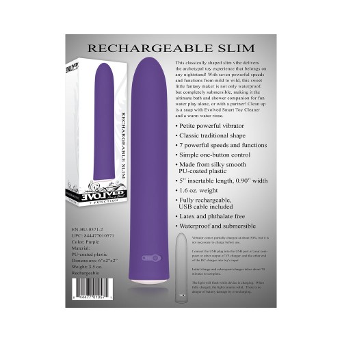 Evolved Rechargeable Slimline Vibrator Purple